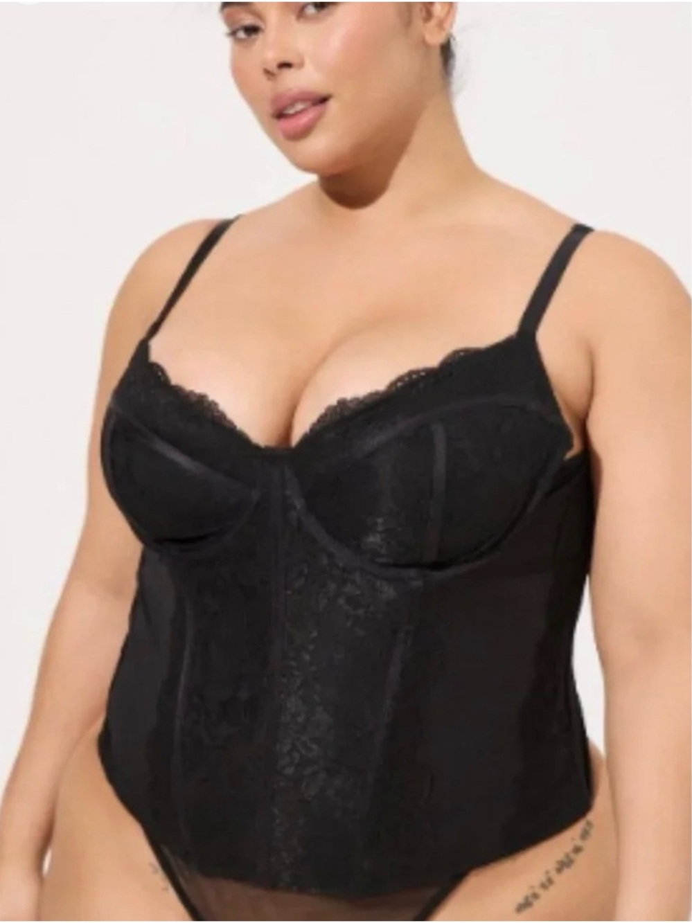 Black Lace Longline Bustier - Women Intimates